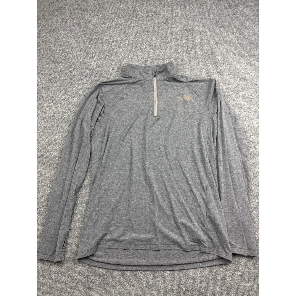 The‎ North Face Pullover Mens Medium Gray Quarter Zip Long Sleeve Thumbholes